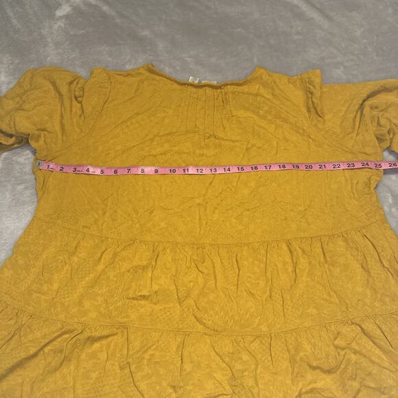 Westbound Woman Blouse Shirt Women's 2X Tiered Mustard Yellow 3/4 Sleeve Flowy - Picture 7 of 11